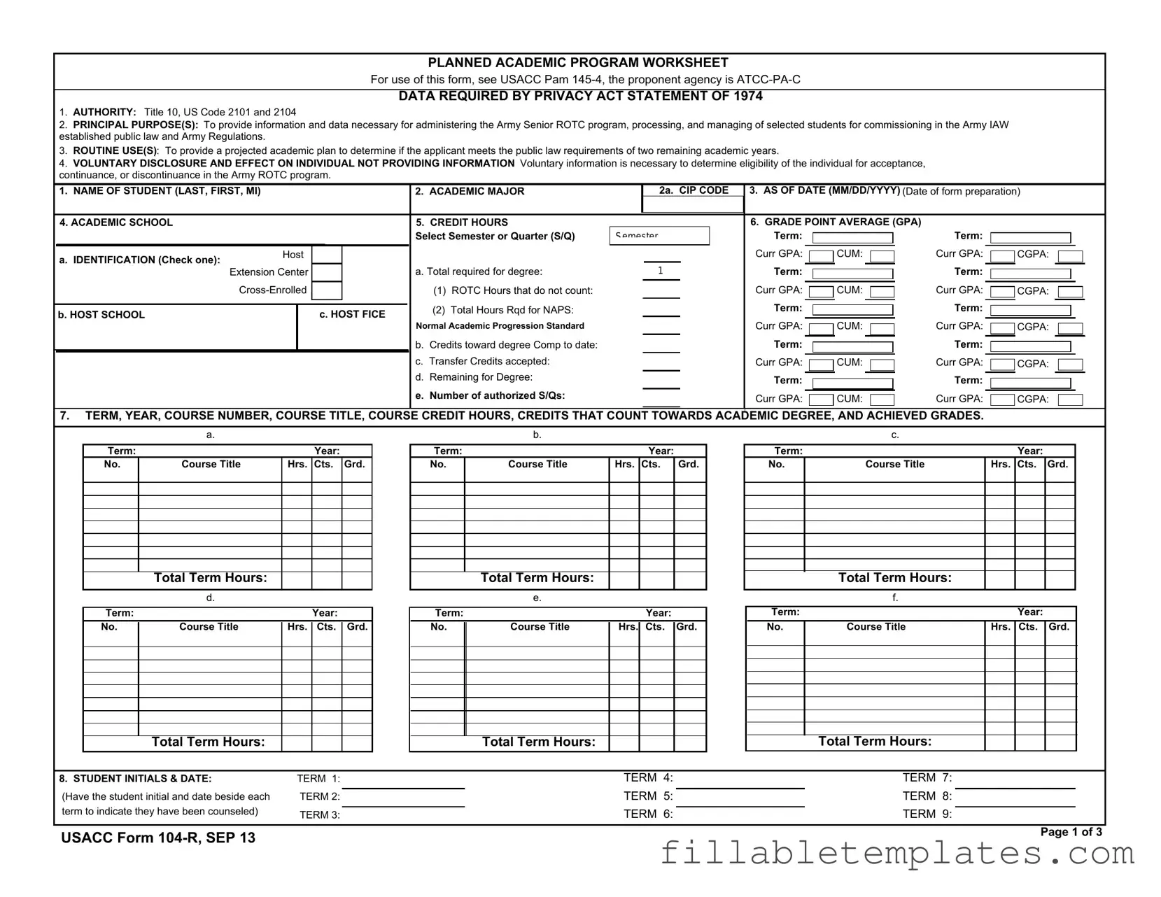 Official 104 R Template in PDF