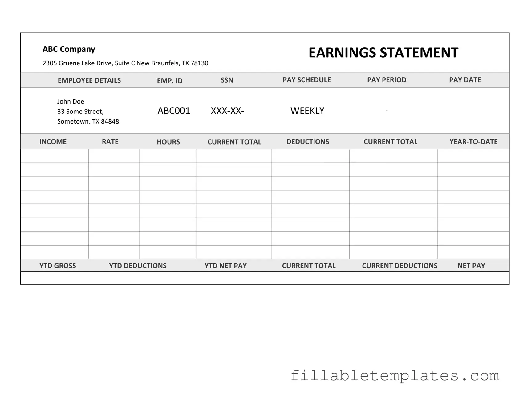 Official Independent Contractor Pay Stub Template in PDF