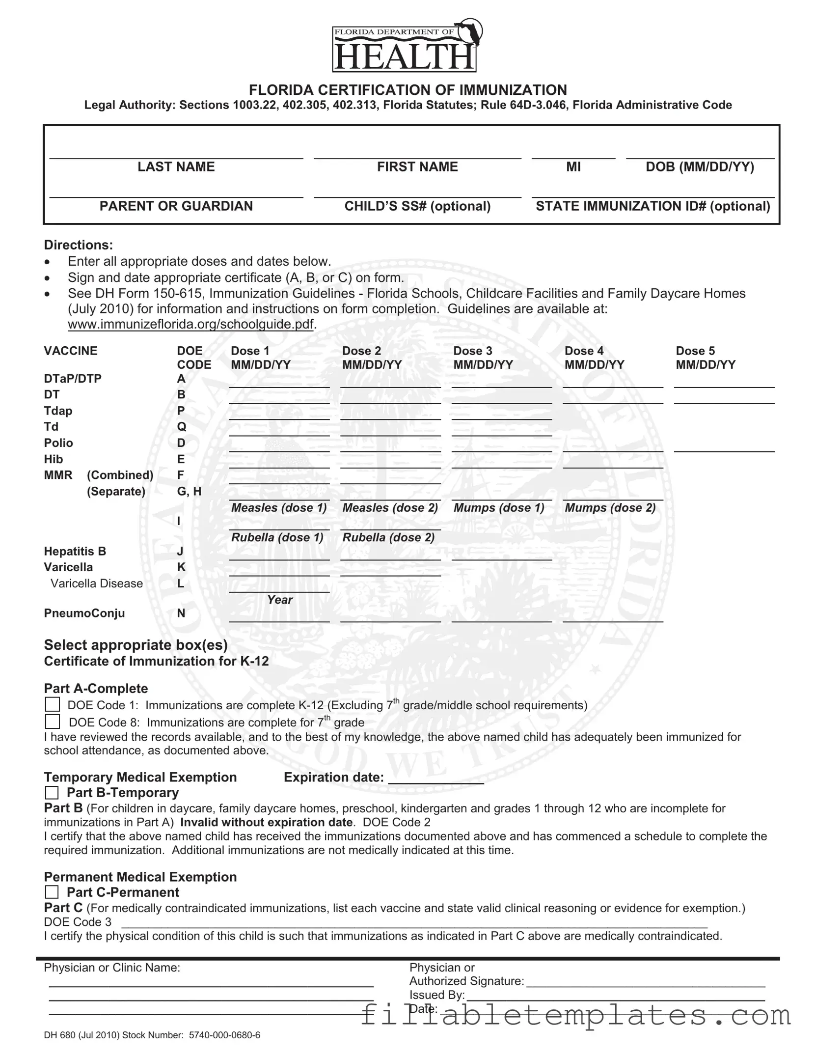 Official 680 Template in PDF
