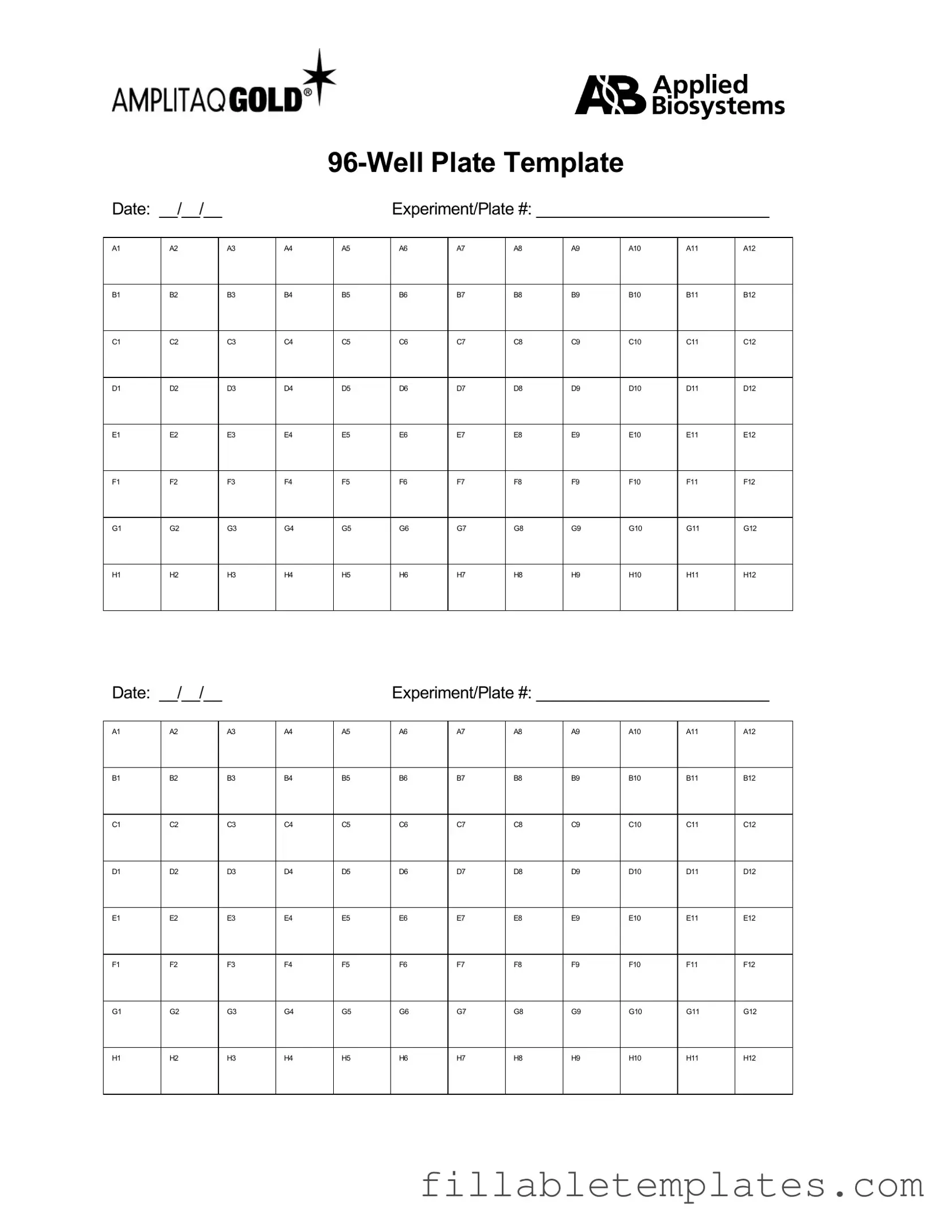 Official 96 Well Template in PDF