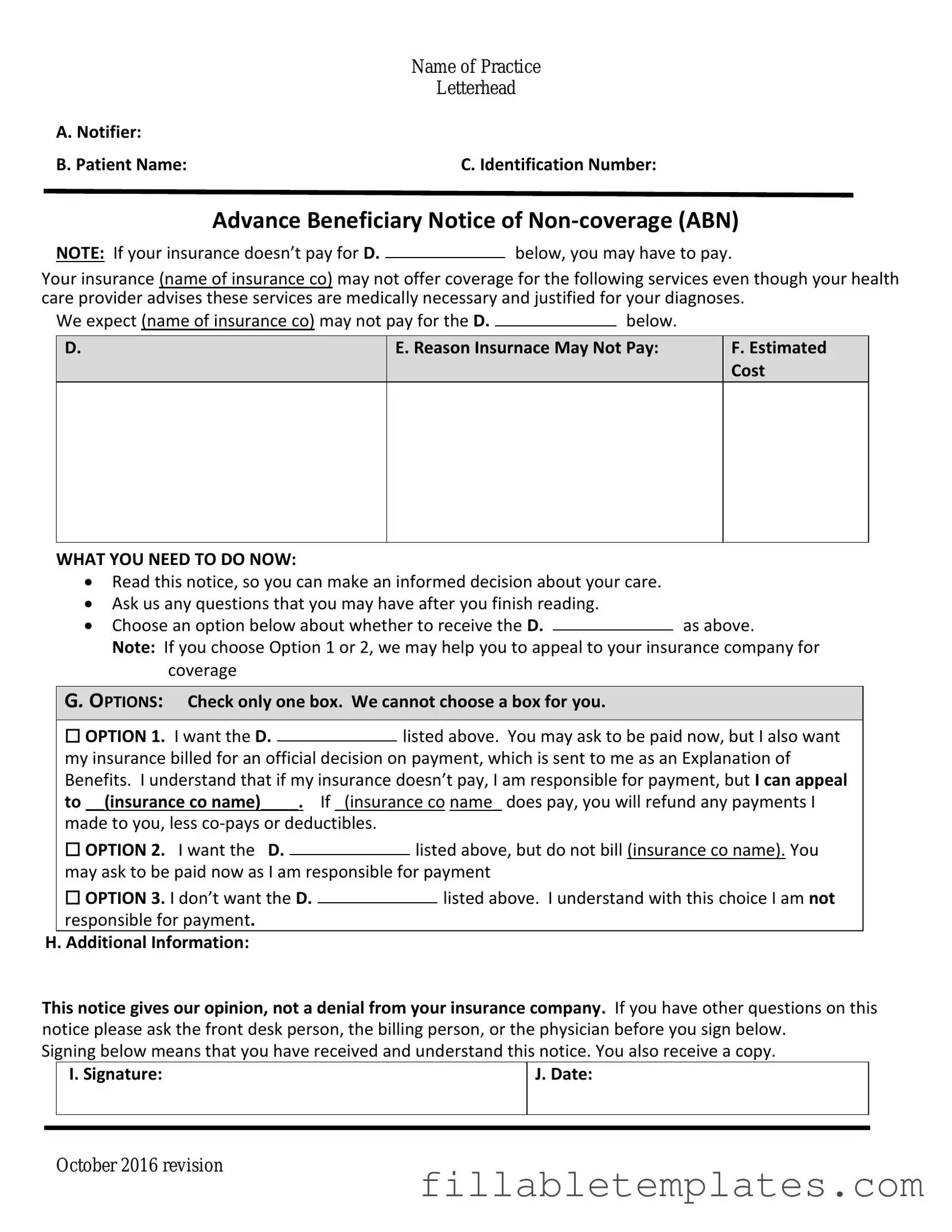 Official Advance Beneficiary Notice of Non-coverage Template in PDF