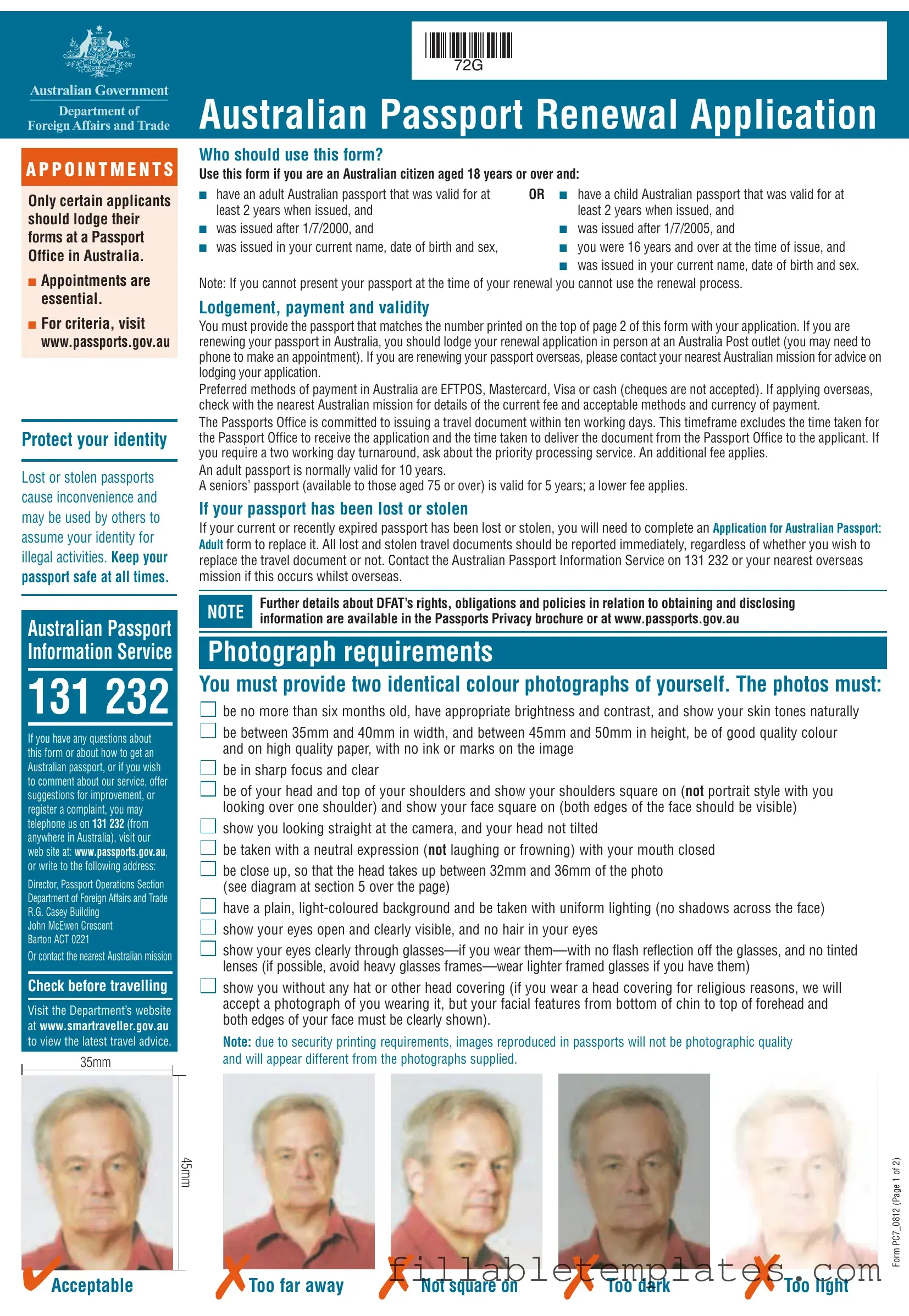 Official Australian Passport Renewal Template in PDF