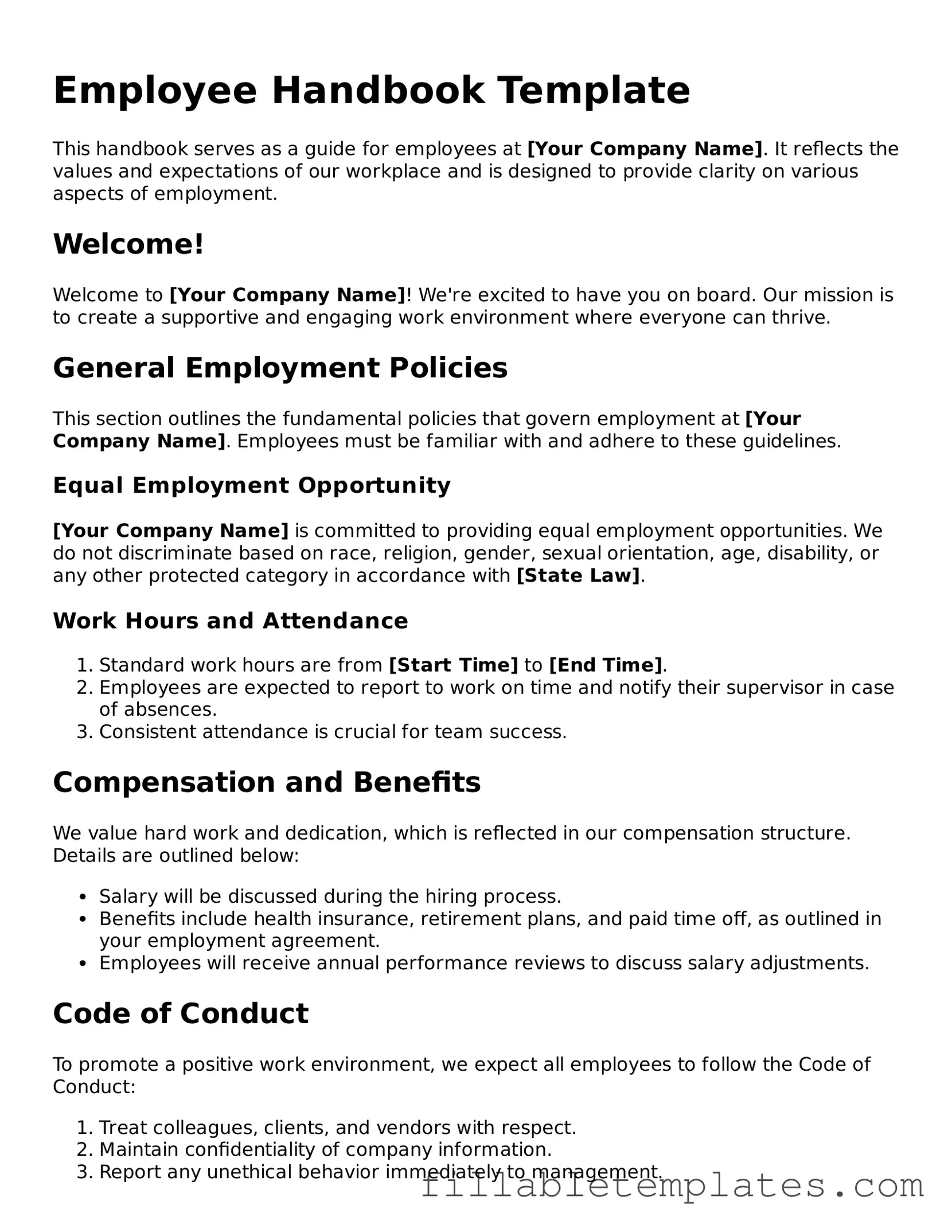 Printable Employee Handbook Form
