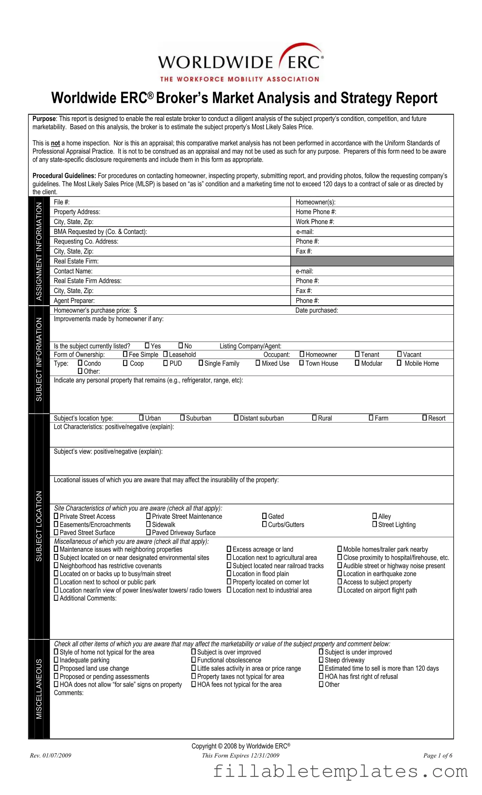 Official Erc Broker Market Analysis Template in PDF