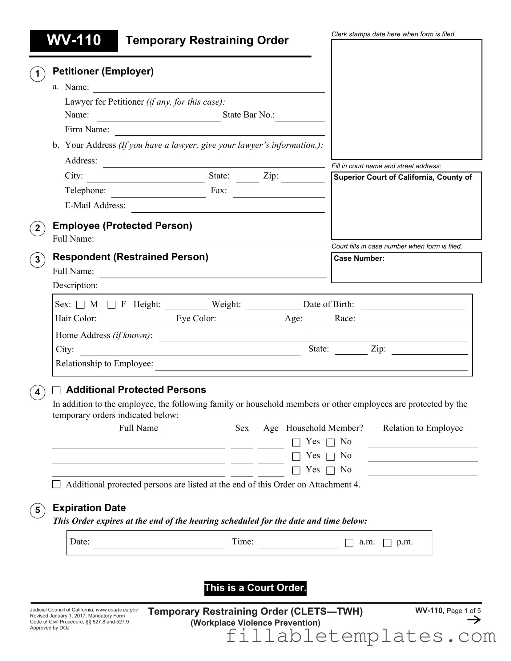 Official Fake Restraining Order Template in PDF
