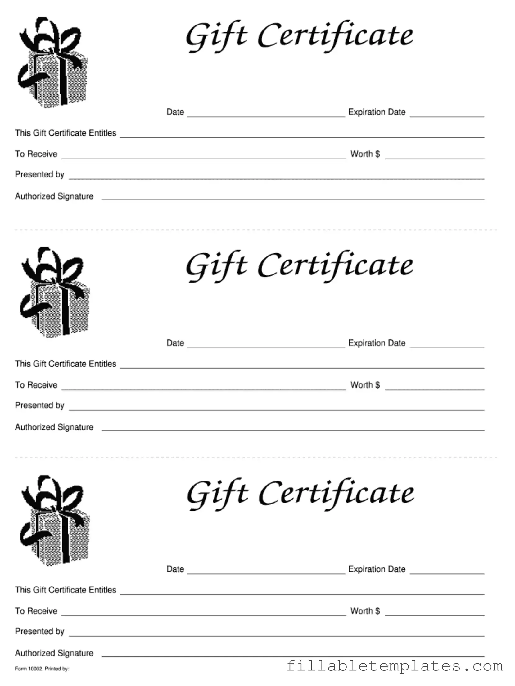 Official Gift Certificate Template in PDF