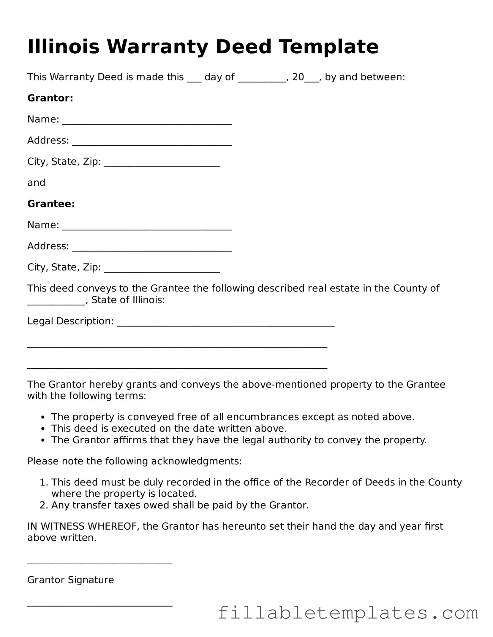 Printable Deed Form for the State of Illinois