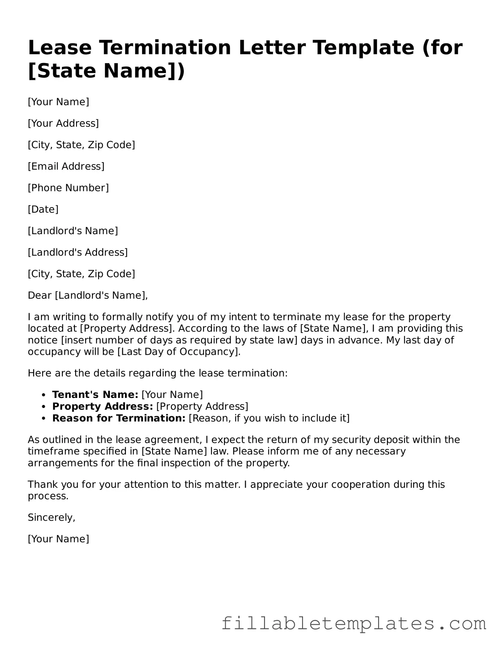 Printable Lease Termination Letter Form