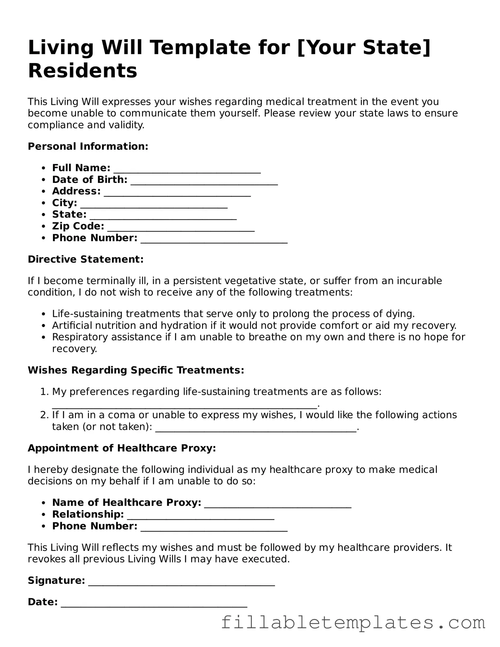 Printable Living Will Form