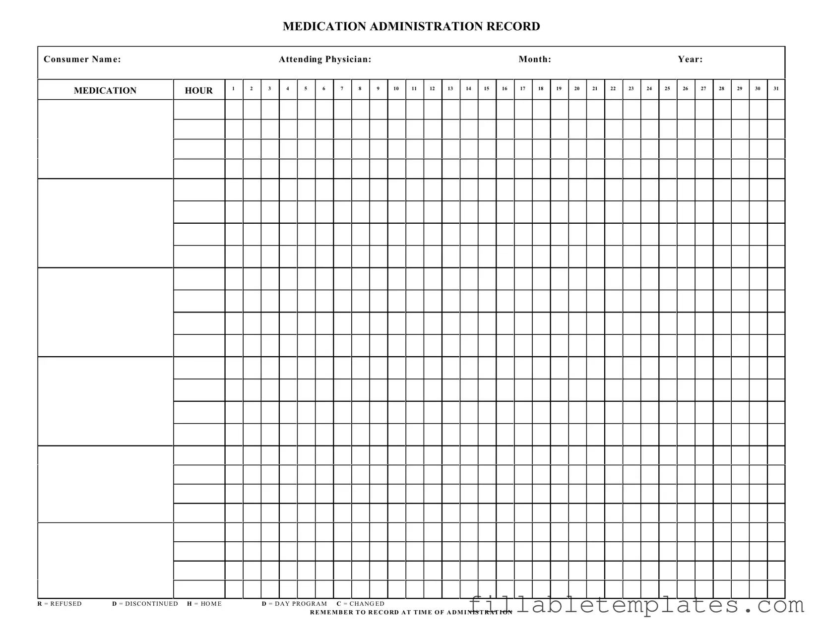 Official Medication Administration Record Sheet Template in PDF
