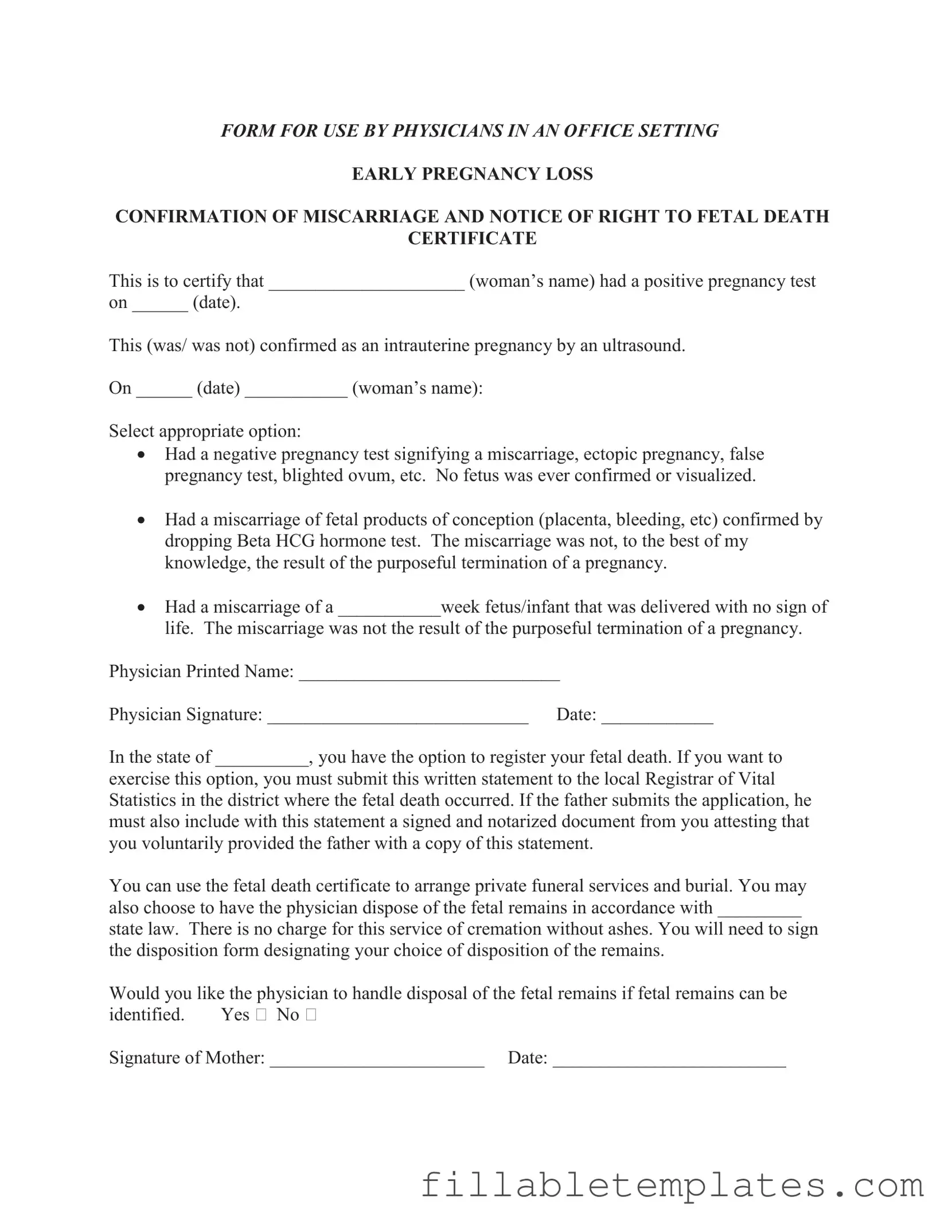 Official Miscarriage Discharge Paper Template in PDF
