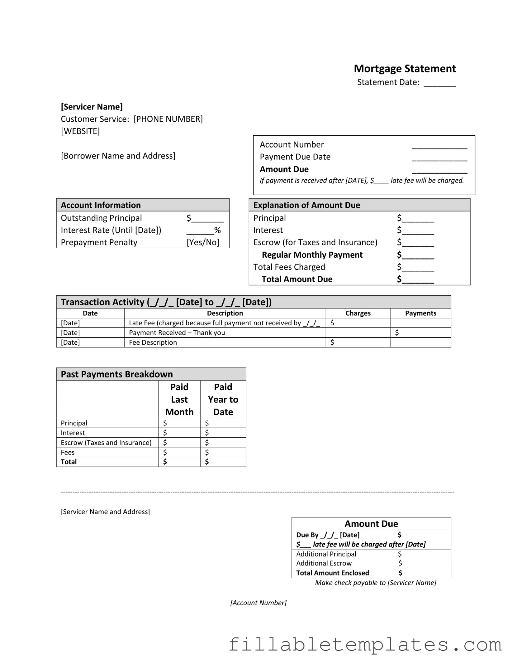 Official Mortgage Statement Template in PDF