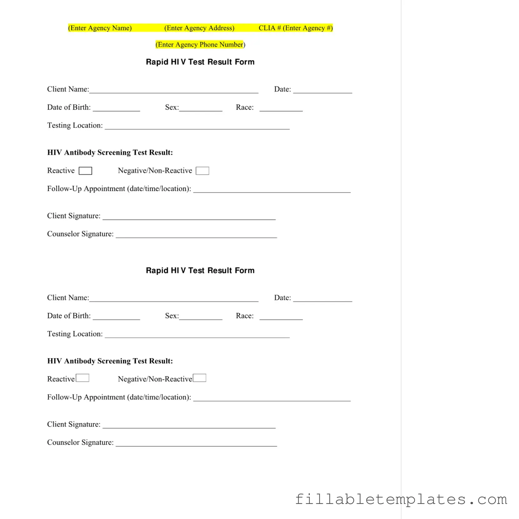 Official Negative Hiv Test Template in PDF