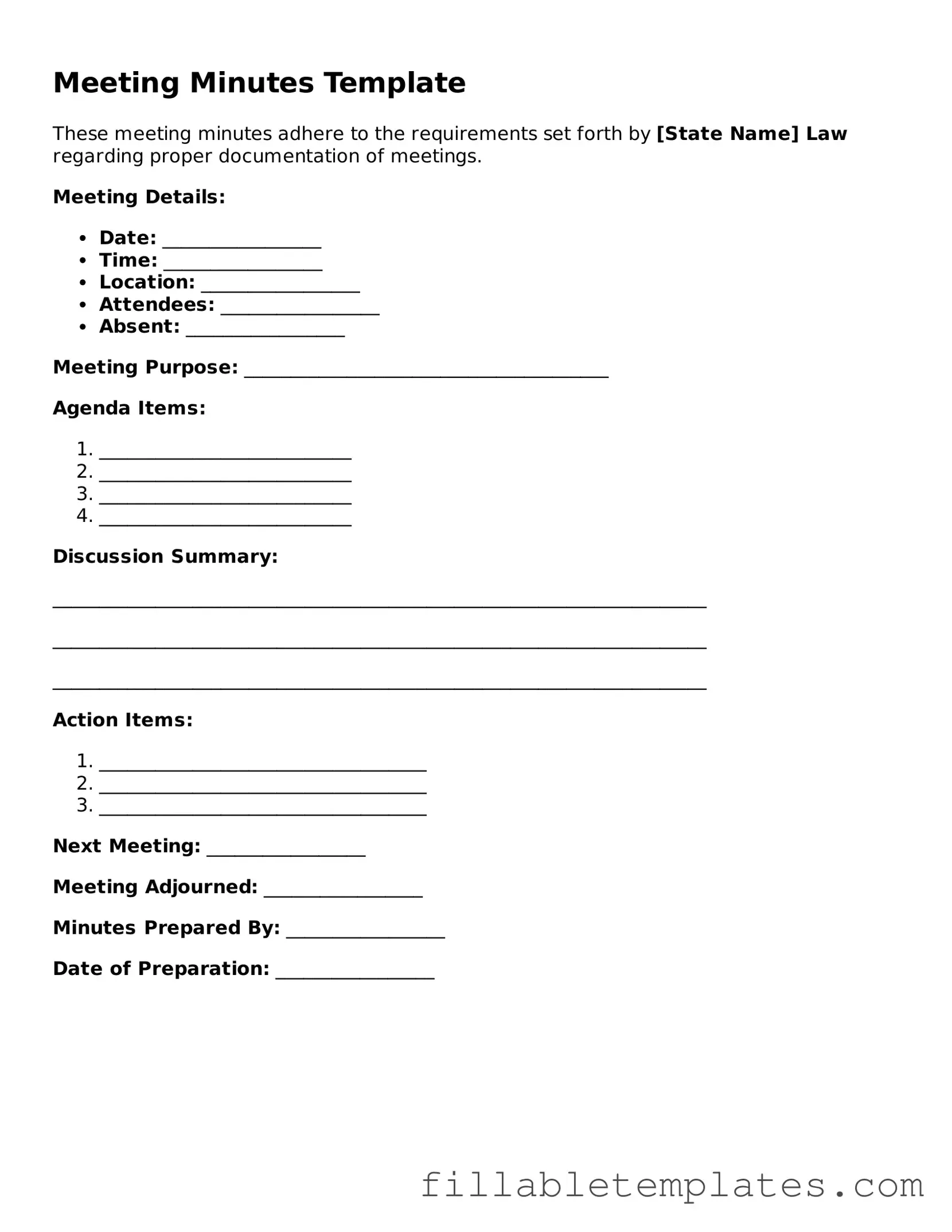 Printable Meeting Minutes Form
