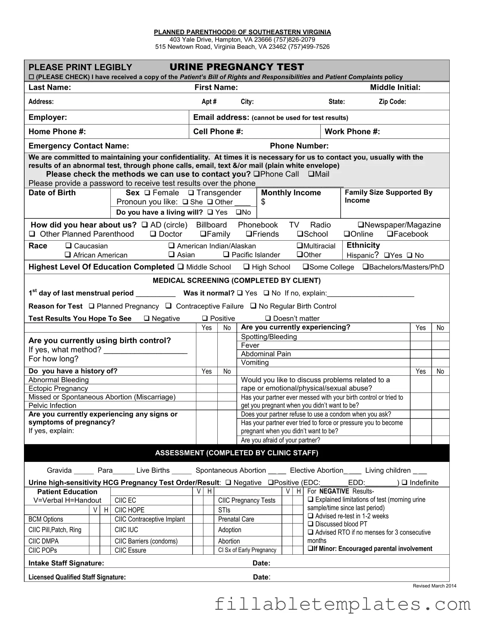 Official Planned Parenthood Proof Template in PDF