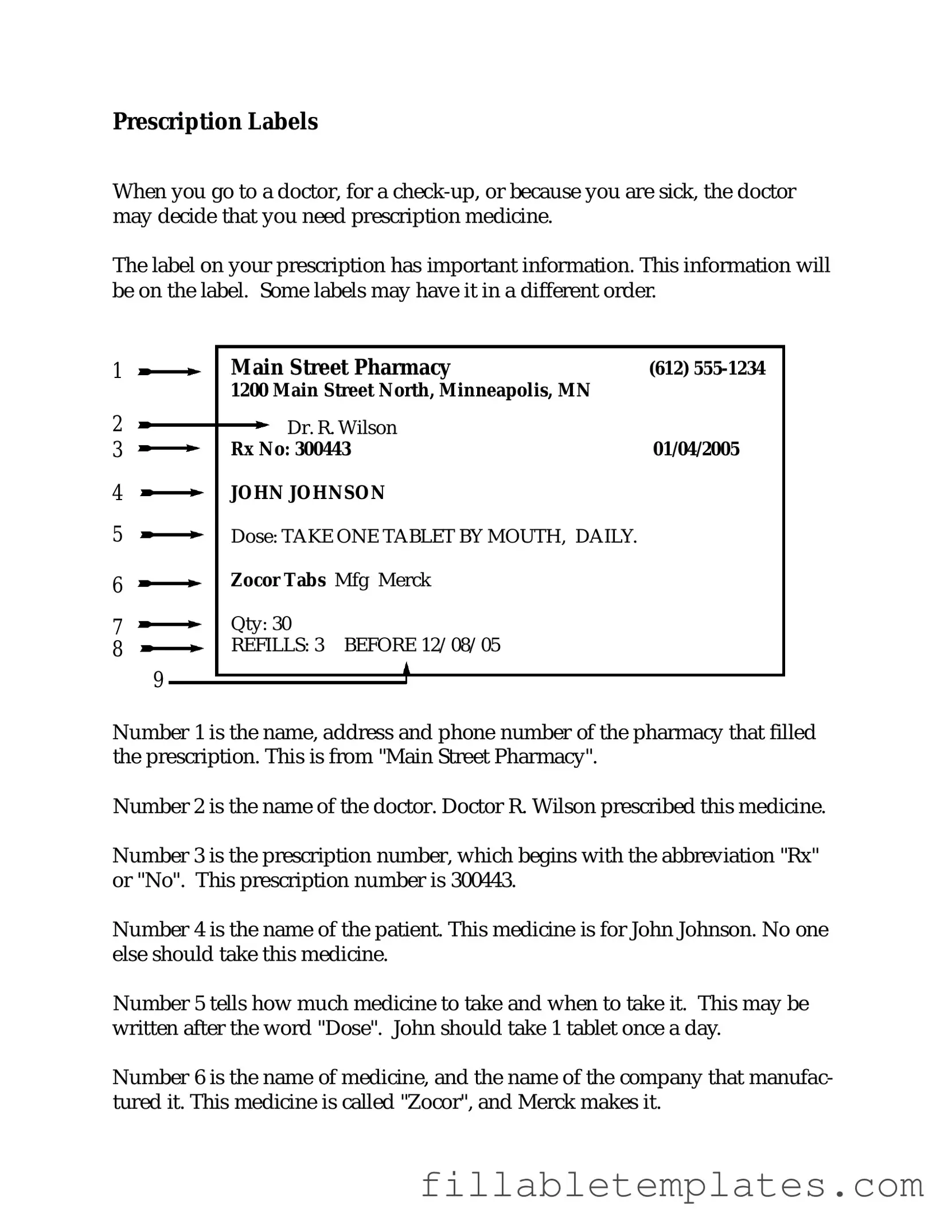 Official Prescription Label Template in PDF