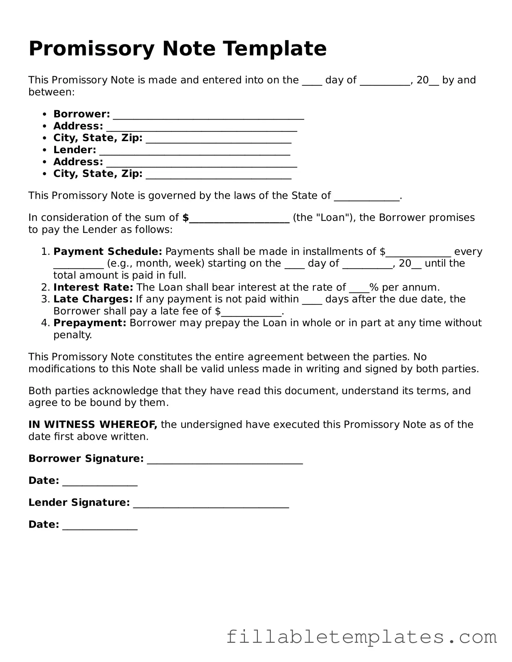 Printable Promissory Note Form