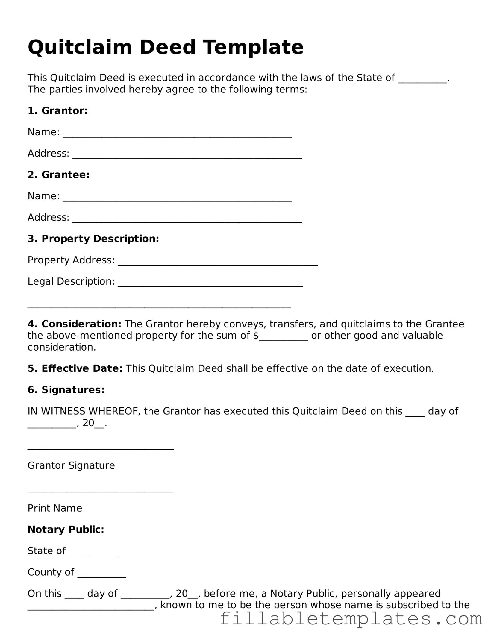 Printable Quitclaim Deed Form