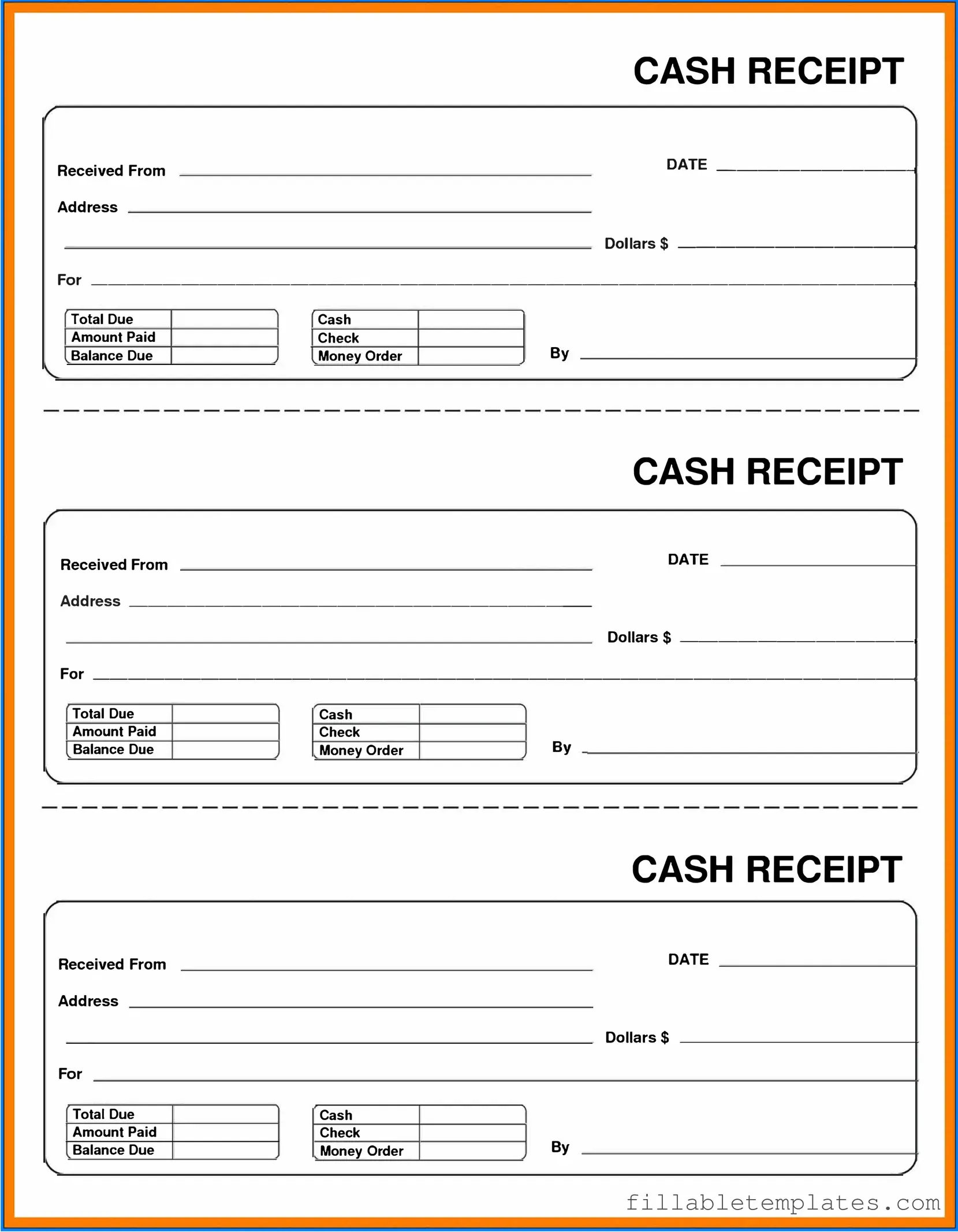 Official Cash Receipt Template in PDF