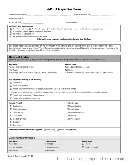 Official 4 Point Inspection Template in PDF