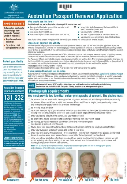Official Australian Passport Renewal Template in PDF