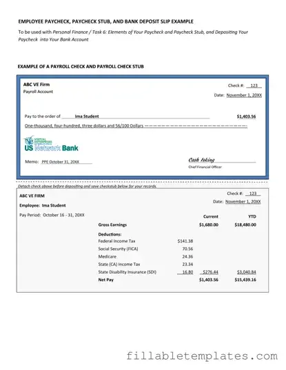 Official Payroll Check Template in PDF