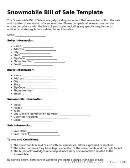 Printable Snowmobile Bill of Sale Form