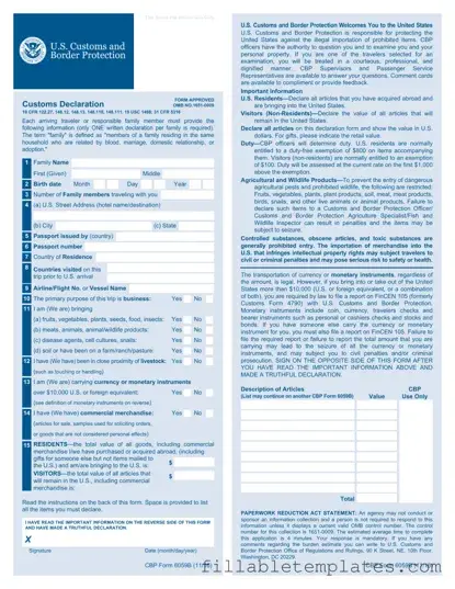 Official CBP 6059B Template in PDF