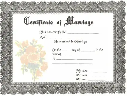 Official Marriage Certificate Template in PDF