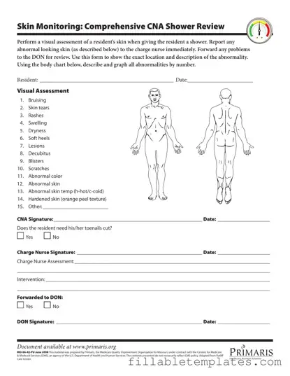 Official Cna Shower Sheets Template in PDF