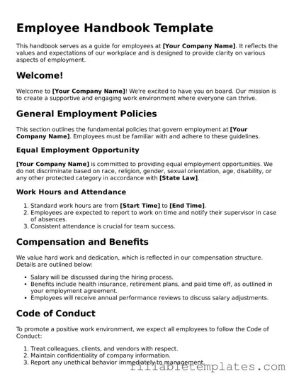 Printable Employee Handbook Form