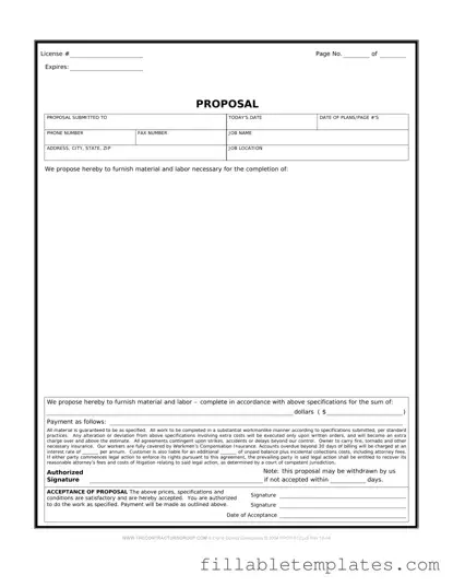 Official Construction proposal form Template in PDF