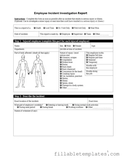 Official Employee Accident Report Template in PDF