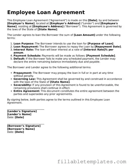 Printable Employee Loan Agreement Form