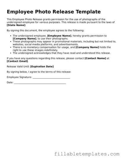 Printable Employee Photo Release Form