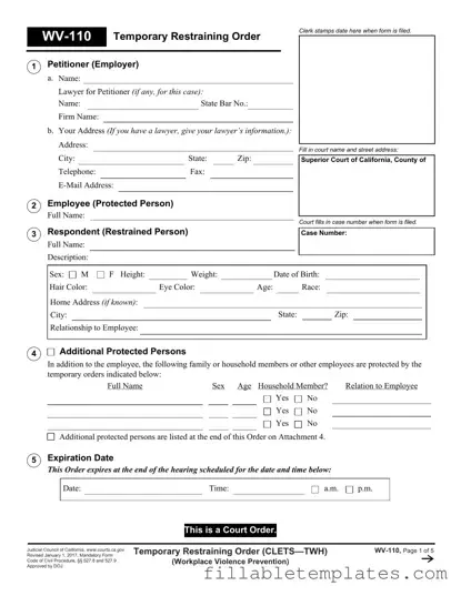 Official Fake Restraining Order Template in PDF