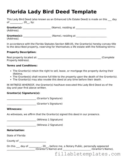 Printable Lady Bird Deed Form for the State of Florida