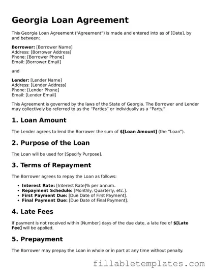 Printable Loan Agreement Form for the State of Georgia