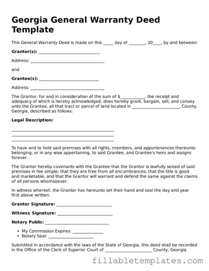 Printable Deed Form for the State of Georgia