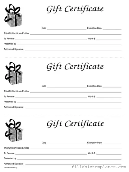 Official Gift Certificate Template in PDF