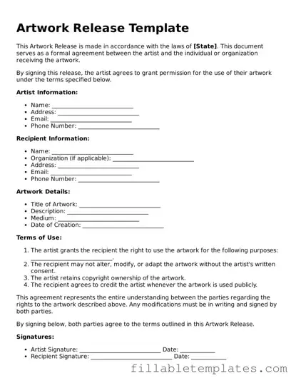 Printable Artwork Release Form