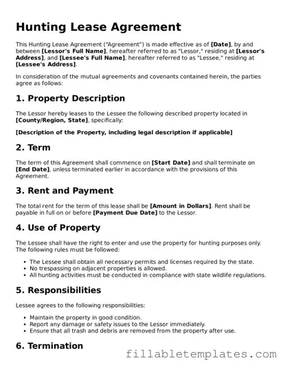 Printable Hunting Lease Agreement Form