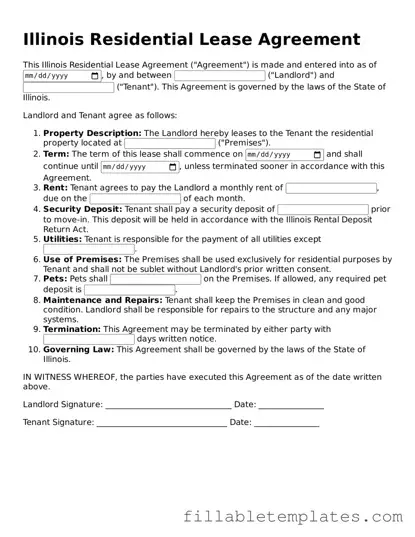 Printable Residential Lease Agreement Form for the State of Illinois