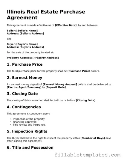 Printable Real Estate Purchase Agreement Form for the State of Illinois