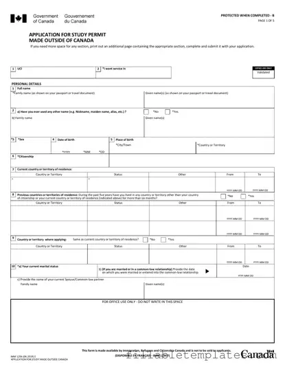 Official Imm 1294 Template in PDF