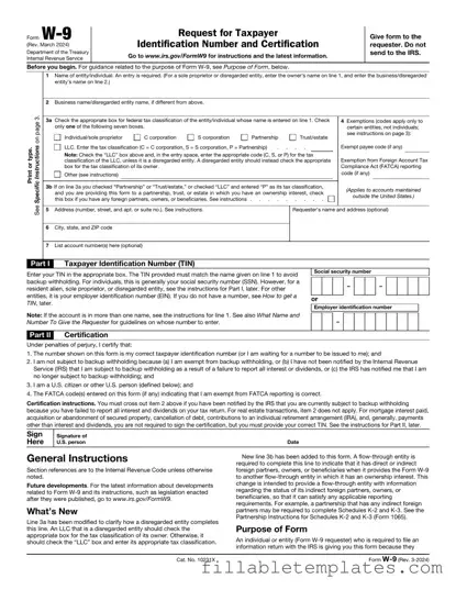 Official IRS W-9 Template in PDF