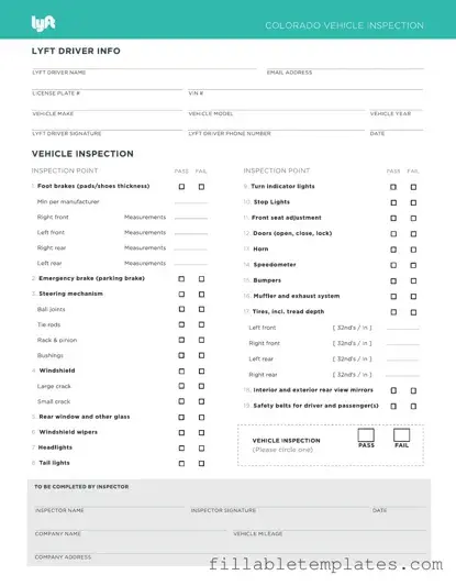 Official Lyft Inspection Template in PDF