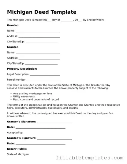 Printable Deed Form for the State of Michigan