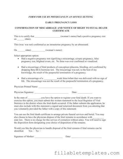 Official Miscarriage Discharge Paper Template in PDF