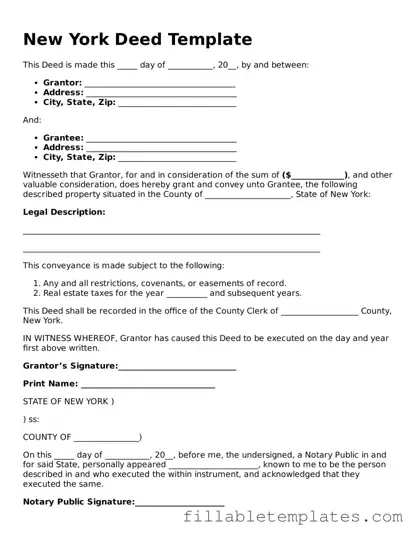 Printable Deed Form for the State of New York